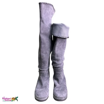 Botas de cuña altas de gamuza Michele Negri color gris talla 8 venta al por menor de EE. UU. $995 Foto 1 de 4