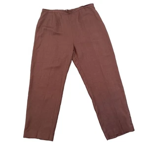 Coldwater Creek Damen Plus W18 Leinenmischung Hose braun gerades Bein hoher Bund - Bild 1 von 8