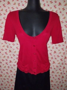 Red Lightweight Short Sleeve Knit Cardigan - Size M - Portmans - Picture 1 of 14