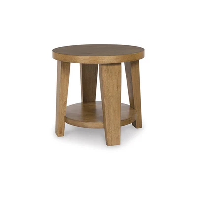 Mesa auxiliar redonda moderna con estante de almacenamiento Signature Design by Ashley Kristiland Foto 1 de 4