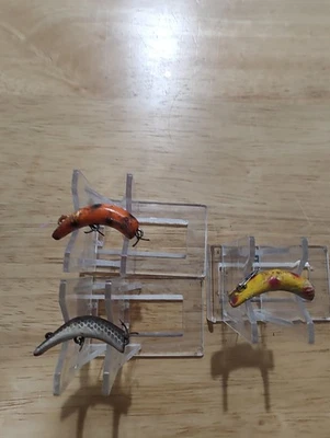 #635 Lote de 3 señuelos de pesca vintage Lazy Ike pesca con mosca Ike faltan uno ganchos Foto 1 de 4