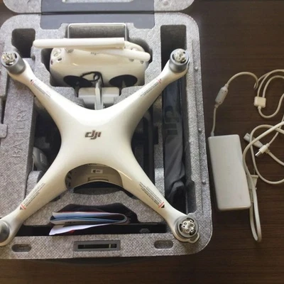 DJI Phantom 4 Drone White w/ Case Remote Holder Case Lock Damaged Tested Working - Image 1 of 4
