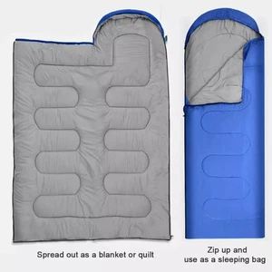 3-4 Season Camping Sleeping Bag for Adults & Kids Lightweight Hood Zip Blue 015 - Picture 1 of 9