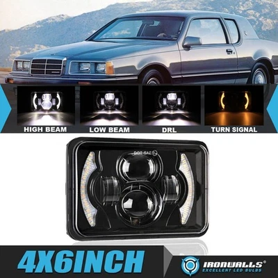 4x6" INCH LED Headlight Hi-Lo DRL Turn Signal for Mercury Cougar Marquis 1977-86 Foto 1 de 4