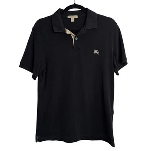 Polo Burberry Brit nera Nova collo a quadri monogramma manica corta - Foto 1 di 8