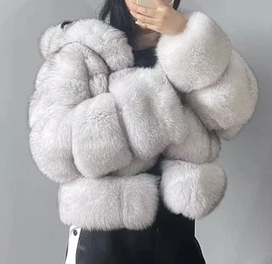 Real White Fox Fur Coat Message For Size Choice - Picture 1 of 5
