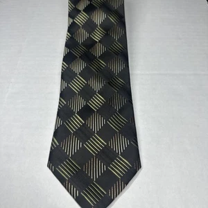 COLOURS by Alexander Julian Men Tie Olive Black Gold Checkered 66 X 3 3/4" - Picture 1 of 8