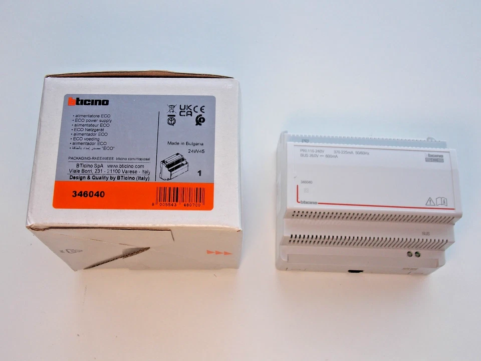 346040 BTICINO TERRANEO ALIMENTATORE CITOFONICO 2 FILI 6 DIN alimentatore