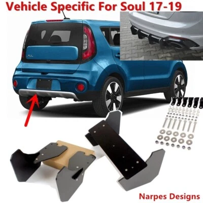 Fits 2017 2018 2019 Kia Soul Rear Bumper Diffuser Splitters Spoiler Body Kits - Image 1 of 4