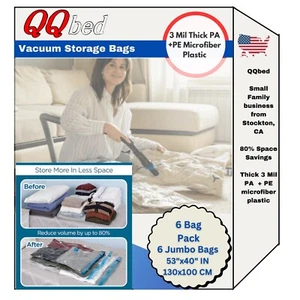 6 PACK Super Jumbo The Largest Space Saver Vacuum Seal Storage Bags Organizer XL - Picture 1 of 10