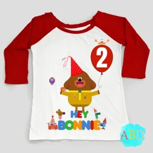 Personalised Hey Duggee Kids Birthday Raglan long sleeved Shirt, Happy Birthday - Picture 1 of 4