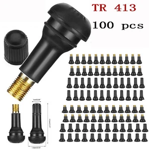 100pcs Tire VALVE STEMS TR 413 Snap-In Car Auto Short Rubber Tubeless Tyre Black - Picture 1 of 9
