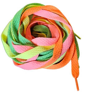 4x Pairs 80's Neon Colours Plain Thick Shoe Boots Trainer Laces 1.2cmx120cm - Picture 1 of 14