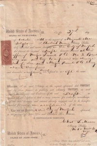 E6363 SPANIEN 1866 NOTARIELL PROTEST DOC IN NEW YORK US EINKOMMENSMARKEN. - Bild 1 von 4