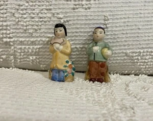 Japanese Boy & Girl Salt and Pepper Shakers Vintage Japan Stamped Maker's Mark - Picture 1 of 12