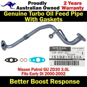 Tubo de alimentación y retorno de aceite turbo genuino + juntas para Nissan Patrol GU 3,0 L DI 2000-02 - Imagen 1 de 8