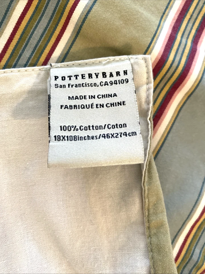 POTTERY BARN Cotton Stripe Table Runner 17" x 105" - Image 1 of 4