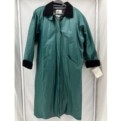 Impermeable XL verde para mujer Misty Harbor PVC, gabardina. Forro de algodón a cuadros. Nuevo con etiquetas Foto 1 de 4