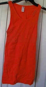 Camiseta sin mangas S M naranja acanalada para mujer junior espalda deportiva Halloween otoño capas largas - Imagen 1 de 4