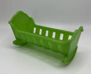 Vintage Mattel 1974 Doll House Plastic Green Rocking Baby Crib Replacement Part  - Picture 1 of 6