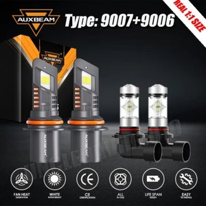 AUXBEAM 9007+9006 LED Headlight Fog Bulbs for Dodge Ram 1500 2500 3500 2002-2005 - Picture 1 of 12