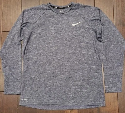 Nike Swim Shirt Gray Long Sleeve Hydroguard Dri Fit Men's Medium UPF40+ - Image 1 of 4
