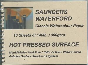 A pad of 10 sheets " SAUNDERS-WATERFORD WATERCOLOUR PAPER  300gsm. HOT FRESSED 