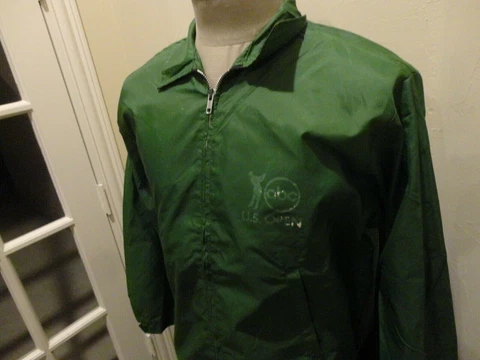 Vtg 70's Cap n Jac Green US Open Tennis ABC Full Zip Windbreaker Jacket Adult L Cover