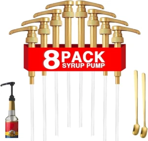 Premium 8 Packs Coffee Syrup Pump Dispenser, Fits 25.4 Oz/750Ml Coffee Flavoring - Picture 1 of 7