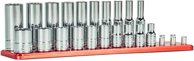 1/4 In. Drive 12-Point Shallow and Deep Socket Set, SAE, 3/16 to 9/16 In., SAE, - Image 1 of 4