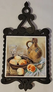 Vintage Enesco Cast Iron and Ceramic Tile Trivet - Picture 1 of 3