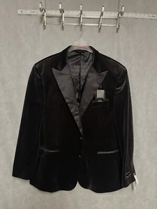 NWT Linea Uomo Blazer Men 52XL Brown 2B Velvet Smoking Cocktail Party Peak Luxe - Picture 1 of 11