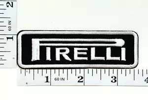 Embroidered Patch - Racing - Wheels - NEW - Iron-on - Pirelli - Black & Silver - Picture 1 of 1