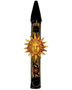 Pipa natural de bambú de paz hecha a mano para fumar tabaco Sun Face rayos del sol regalos - Imagen 1 de 1
