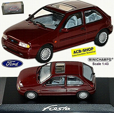 Ford Fiesta ’96 Limousine 3-türig 1995-99 Dark Red Dark-Red 1:43 Minichamps - Image 1 of 4