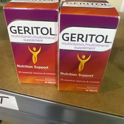 Suplemento multivitamínico y mineral de vitaminas de geritol, comprimidos de 40 ct (paquete de 2) NUEVO Foto 1 de 2
