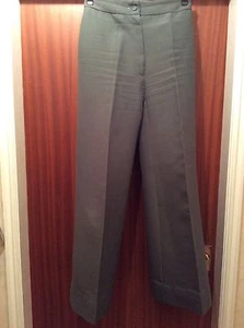 1970's Jaques Vert Wide Leg Trousers 25% Wool Tergal Vintage Size12 French Green - Picture 1 of 4