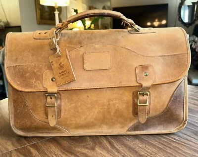 Vintage Gokey Company pasta de couro bolsa mensageiro satchel feita nos EUA - sem alça - Imagem 1 de 4