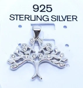 Sterling Silver TREE of LIFE Pendant 22mm size CZ on Branches with Gift Box - Picture 1 of 1