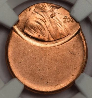 2000 NGC MS66RD 55% Off Center Wide AM Lincoln Cent Mint Error Type 2 Proof Rev - Image 1 of 4
