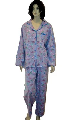 Conjuntos de pijama de algodón para mujer talla grande manga larga top pantalones largos  Foto 1 de 2