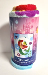 Disney Little Mermaid Throw Blanket 46x60 Princess Ariel And Flounder Fleece - Picture 1 of 7