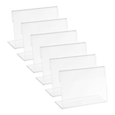 8Pcs 2.5x3.5" Mini Acrylic Slanted Sign Holder with Tape for Office, Clear