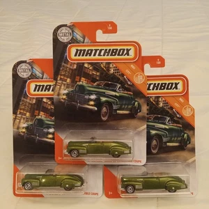 Lot Of 3 - Matchbox '41 Cadillac Convertible Coupe Green 1/64 Diecast Cars MOC - Picture 1 of 5