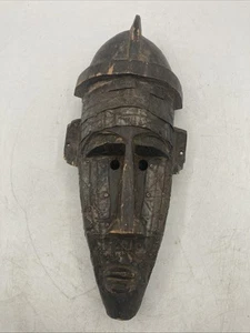 Afrikanische N'Tomo Bambara Maske Mali Bamana Metall auf Holz handgeschnitzt Stammeskunst - Bild 1 von 9