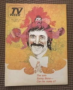 Sept 22 1974 Chicago Tribune TV WEEK Sonny Bono Cover - Foto 1 di 2