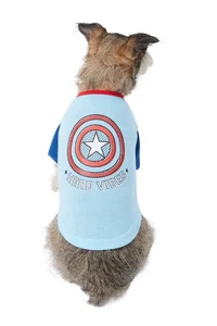 Marvel 's Captain America "Hero Vibes" Dog & Cat T-shirt Size XS - Picture 1 of 5