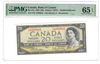 Canada 20 Dollars 1954 BC-41b Uncirculated PMG 65 EPQ - Image 1 of 2