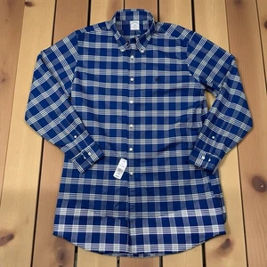 Brooks Brothers Herren Hemden Blau Kariert Kariert Langarm Logo Stretch Gr. L Neu mit Etikett - Bild 1 von 7