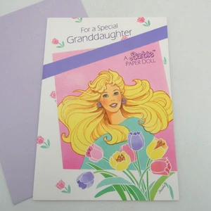 Mattel Gibson Barbie Easter Greeting Card Paper Doll Lilac Envelope 1989 NEW - Picture 1 of 4